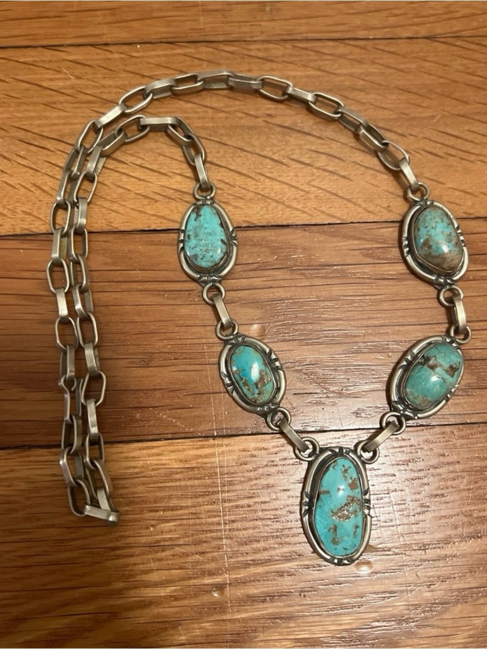 Genuine Turquoise & Sterling Silver Navajo Necklace - Picture 5 of 7